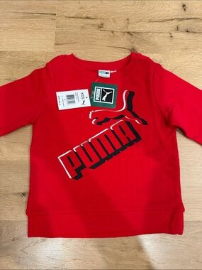 Puma Red Kids Sweatshirt with Black & White Logo